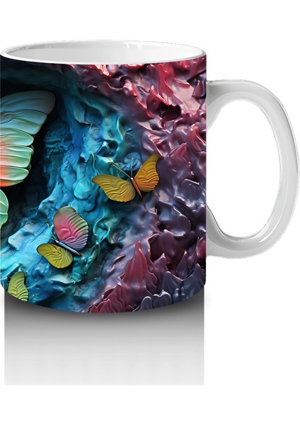 Renkli Gölge Tonlarında Pembe Kelebek – Baskılı Kahve Kupası fırsatları