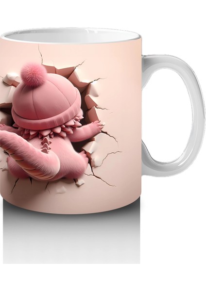 Pembe Bereli Sevimli Ejderha Karakteri - Baskılı Kahve Kupası fırsatları