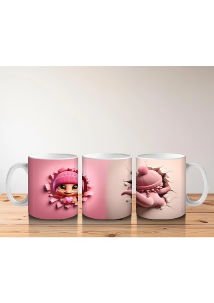 Pembe Bereli Sevimli Ejderha Karakteri - Baskılı Kahve Kupası indirimleri
