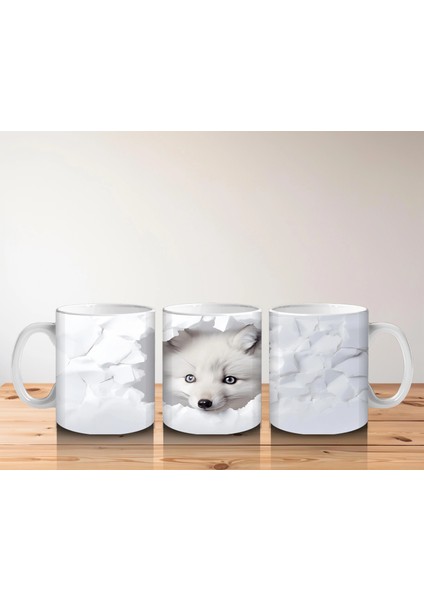 Beyaz Yapraklar Önünde Yavru Tilki– Baskılı Kahve Kupası indirimleri