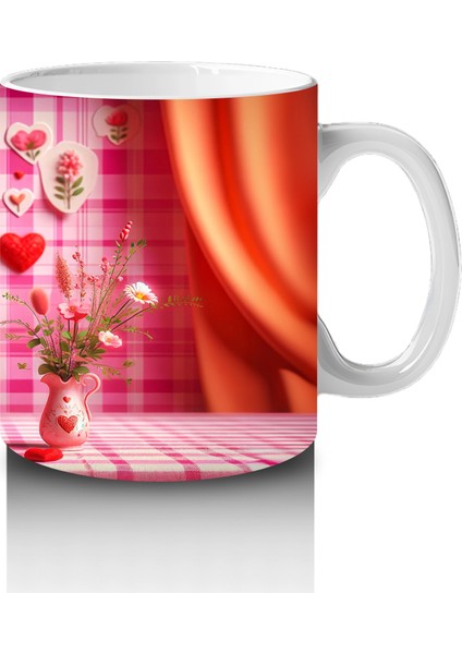 Pembe Çiçeklerle Süslenmiş Romantik Boğa – Baskılı Kahve Kupası fırsatları