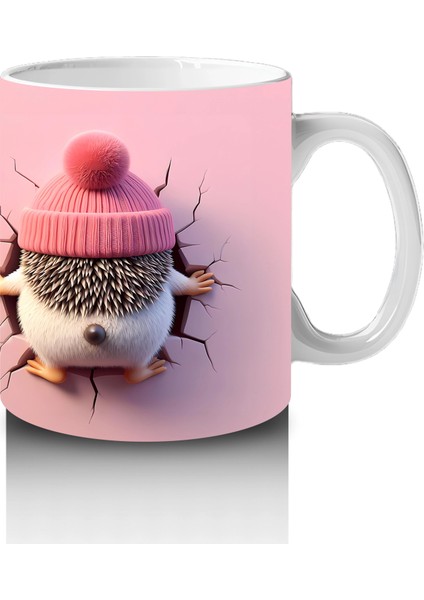 Tatlı Kışlık Şapkalı Kirpi – Baskılı Kahve Kupası fırsatları