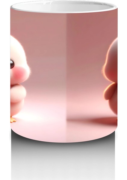 Kalpli Figür Tutan Sevimli Ördekçik Tasarımı - Baskılı Kahve Kupası modelleri