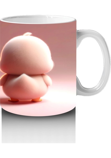 Kalpli Figür Tutan Sevimli Ördekçik Tasarımı - Baskılı Kahve Kupası fırsatları