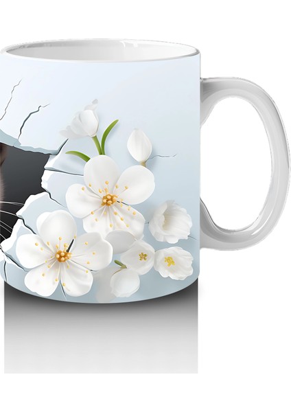 Beyaz Çiçeklerle Süslenmiş Sevimli Su Samuru – Baskılı Kahve Kupası fırsatları