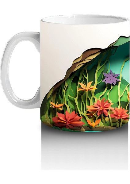 Tropikal Yapraklar Arasında Renkli Yusufçuk– Baskılı Kahve Kupası fiyatları