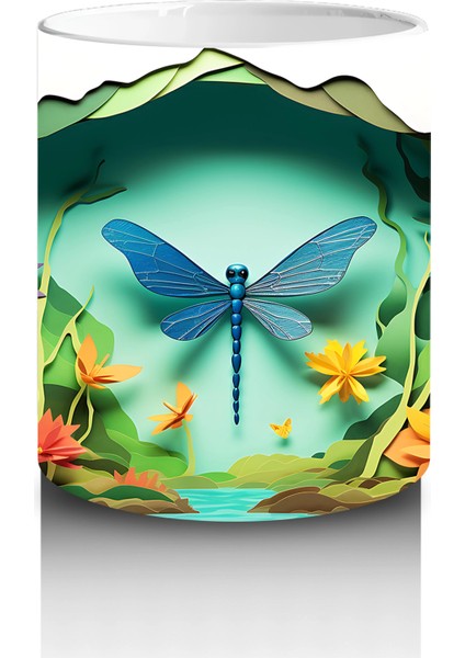 Tropikal Yapraklar Arasında Renkli Yusufçuk– Baskılı Kahve Kupası modelleri