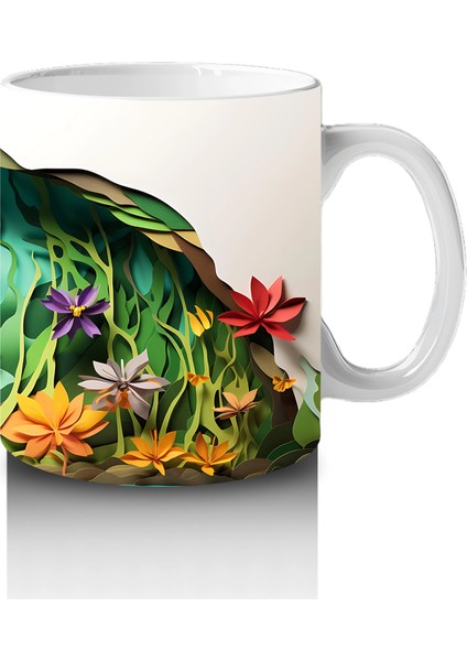 Tropikal Yapraklar Arasında Renkli Yusufçuk– Baskılı Kahve Kupası fırsatları