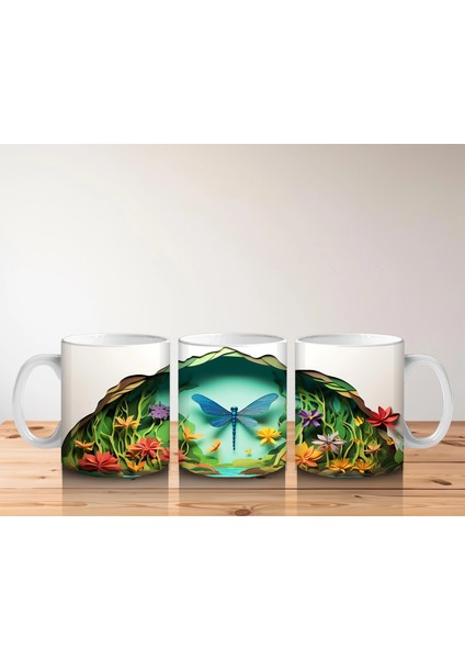 Tropikal Yapraklar Arasında Renkli Yusufçuk– Baskılı Kahve Kupası indirimleri