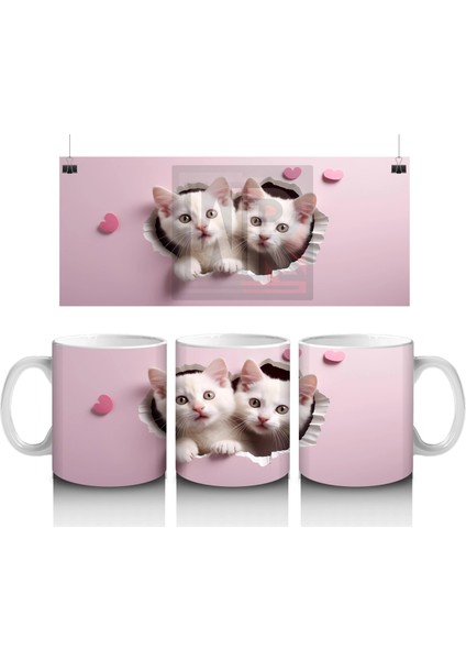Yan Yana Sevimli Yavru Kediler – Baskılı Kahve Kupası