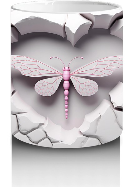 Beyaz Tuğla Üzerinde Pembe Yusufçuk – Baskılı Kahve Kupası modelleri