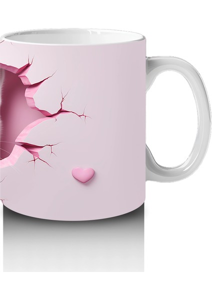Pembe Kalplerle Süslenmiş Sevimli Kedi – Baskılı Kahve Kupası fırsatları