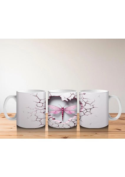 Çatlak Zemin Üzerinde Pembe Kanatlı Yusufçuk – Baskılı Kahve Kupası indirimleri