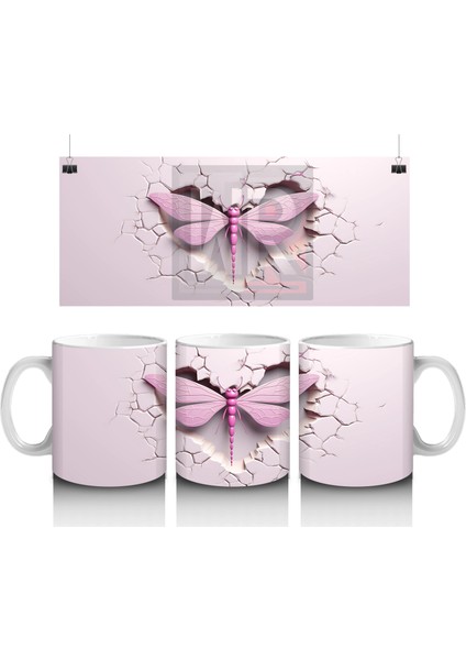 Mor Işıltılarla Süslenmiş Yusufçuk – Baskılı Kahve Kupası