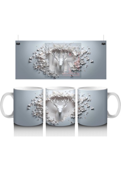 Zarif Kompozisyon Geyik - Baskılı Kahve Kupası