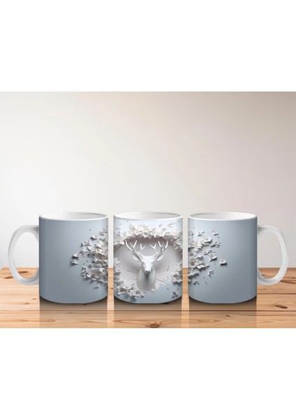 Zarif Kompozisyon Geyik - Baskılı Kahve Kupası indirimleri