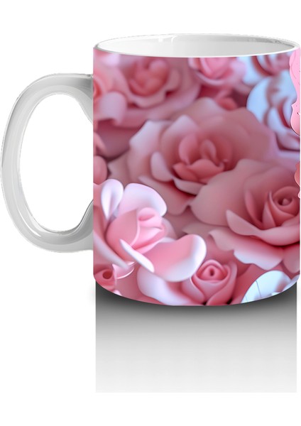 Pembe Çiçekler Üzerine Konmuş Kelebek – Baskılı Kahve Kupası fiyatları