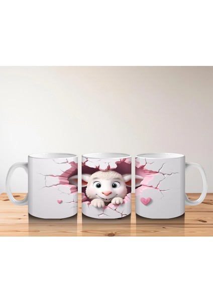 Pembe Çatlakta Bakan Sevimli Kuzu Yavrusu – Baskılı Kahve Kupası indirimleri