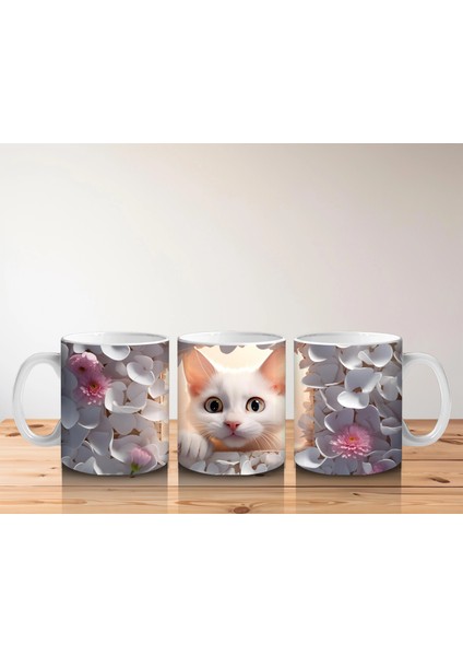 Gri Yapraklar Arasında Meraklı Kedi – Baskılı Kahve Kupası indirimleri