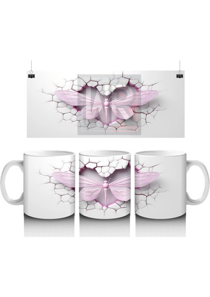 Çatlak Arka Planda Pastel Yusufçuk – Baskılı Kahve Kupası