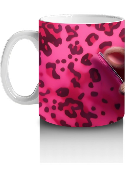 Leopar Desenli Arka Planda Aşık Buzağı – Baskılı Kahve Kupası fiyatları