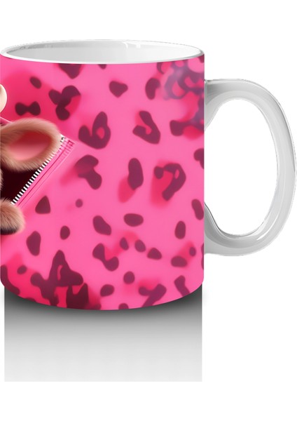 Leopar Desenli Arka Planda Aşık Buzağı – Baskılı Kahve Kupası fırsatları