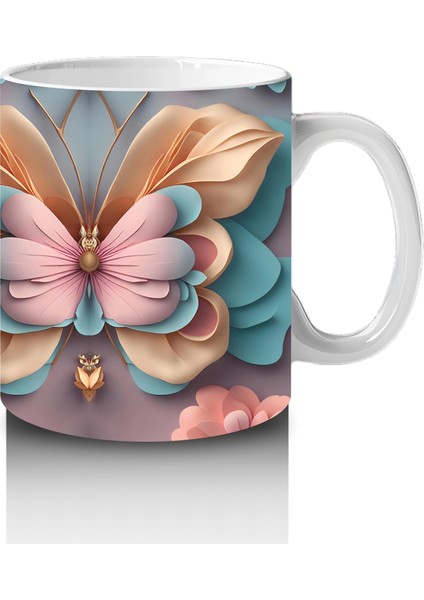 Sürreal Renkli Kelebek Deseni - Baskılı Kahve Kupası fırsatları