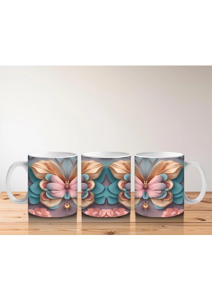 Sürreal Renkli Kelebek Deseni - Baskılı Kahve Kupası indirimleri