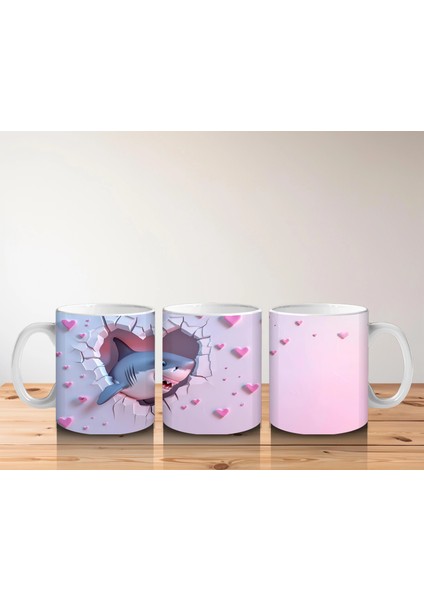 Pembe Kalpler Arasında Uçan Mavi Köpek Balığı – Baskılı Kahve Kupası indirimleri