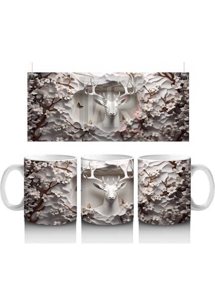 Çatlak Duvar Arasında Bronz Renkli Geyik – Baskılı Kahve Kupası