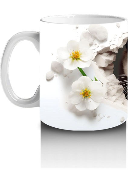 Beyaz Çiçekler Arasında Tatlı Su Samuru – Baskılı Kahve Kupası fiyatları
