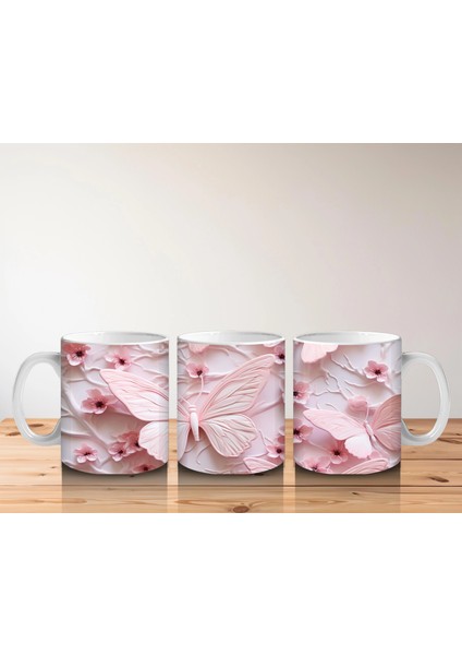 Çiçek Bahçesinde Pastel Pembe Kelebek – Baskılı Kahve Kupası indirimleri