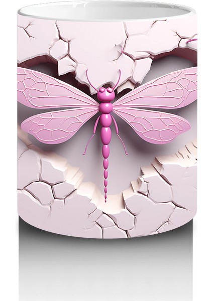 Pembe Duvar Arasında Mor Kanatlı Yusufçuk – Baskılı Kahve Kupası modelleri