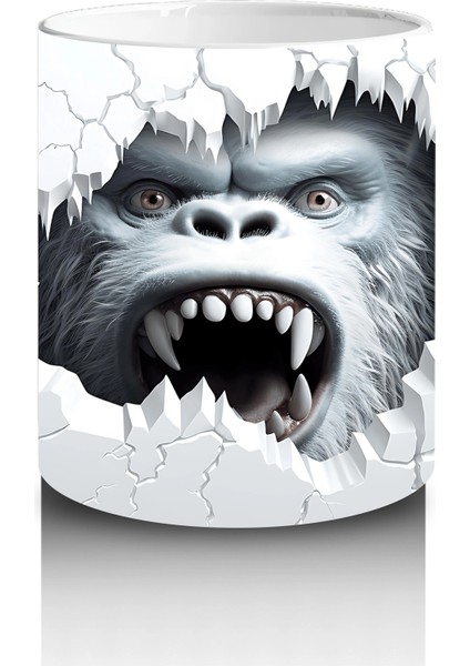 Çatlak Duvar Arasında Kükreyen Goril – Baskılı Kahve Kupası modelleri