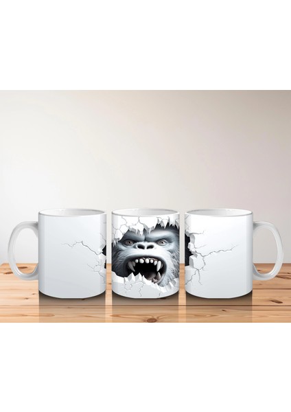 Çatlak Duvar Arasında Kükreyen Goril – Baskılı Kahve Kupası indirimleri