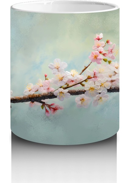 Çiçekli Dal Üzerinde Oturan Serçe – Baskılı Kahve Kupası modelleri