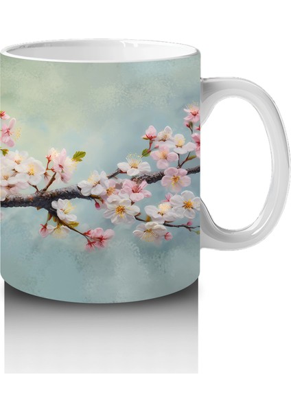 Çiçekli Dal Üzerinde Oturan Serçe – Baskılı Kahve Kupası fırsatları