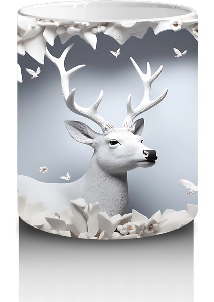 Çatlak Duvar Arasında Boynuzlu Geyik – Baskılı Kahve Kupası modelleri