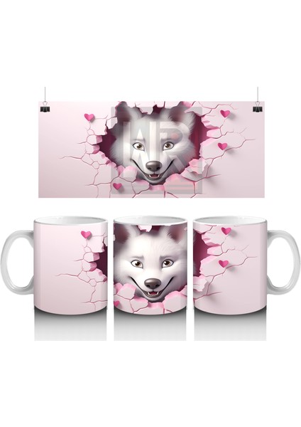 Pembe Çatlak Duvar Arasında Tilki Yavrusu – Baskılı Kahve Kupası