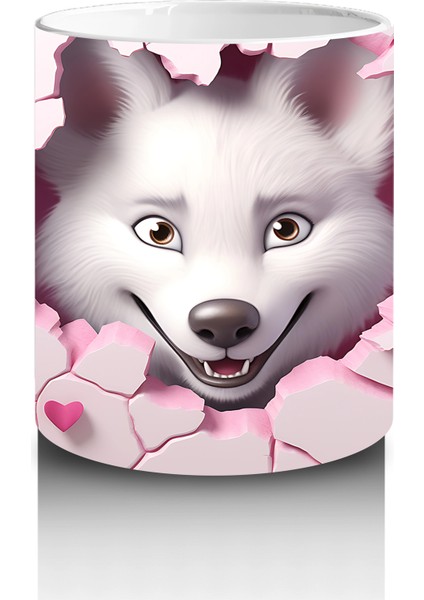 Pembe Çatlak Duvar Arasında Tilki Yavrusu – Baskılı Kahve Kupası modelleri