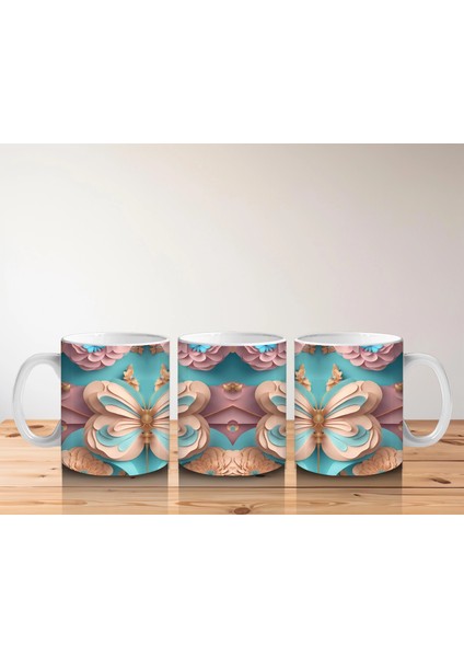 Pastel Renkli Zarif Kelebekler – Baskılı Kahve Kupası indirimleri