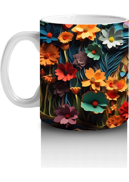 Doğal Taş Üzerinde Açık Mavi Kelebek – Baskılı Kahve Kupası fiyatları