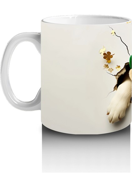 Şapkalı Sarı Köpek ve Yeşil Arka Plan – Baskılı Kahve Kupası fiyatları