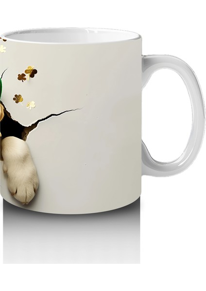 Şapkalı Sarı Köpek ve Yeşil Arka Plan – Baskılı Kahve Kupası fırsatları