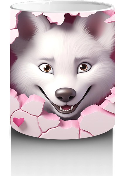 Kalpli Çatlakta Bakan Meraklı Kurt – Baskılı Kahve Kupası modelleri