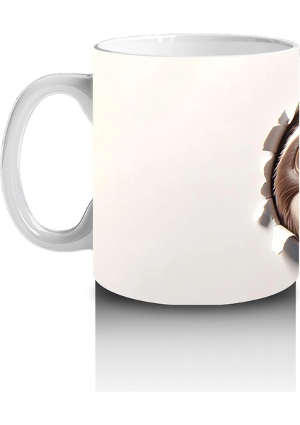 Duvarı Delen Neşeli Tembel Hayvan – 3D Komik Yüzlü Kupa Tasarımı fiyatları