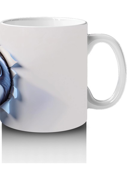 Duvarı Delen Neşeli Tembel Hayvan – 3D Komik Yüzlü Kupa Tasarımı fırsatları