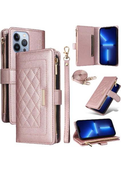 IPhone 13 Için Flip Case Pro Max Kayış Kart Yuvaları Cüzdan Darbeye (Yurt Dışından)