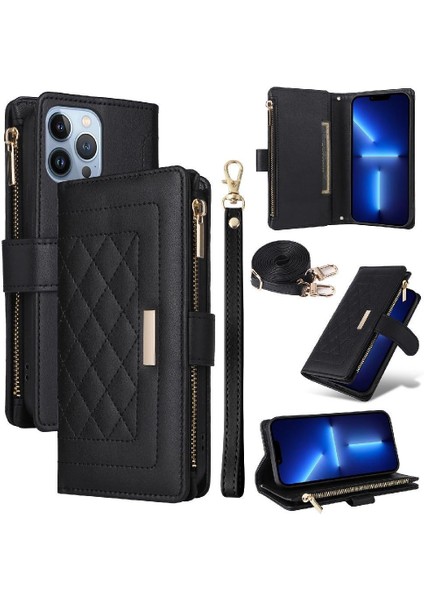 IPhone 13 Için Flip Case Pro Max Kayış Kart Yuvaları Cüzdan Darbeye (Yurt Dışından)
