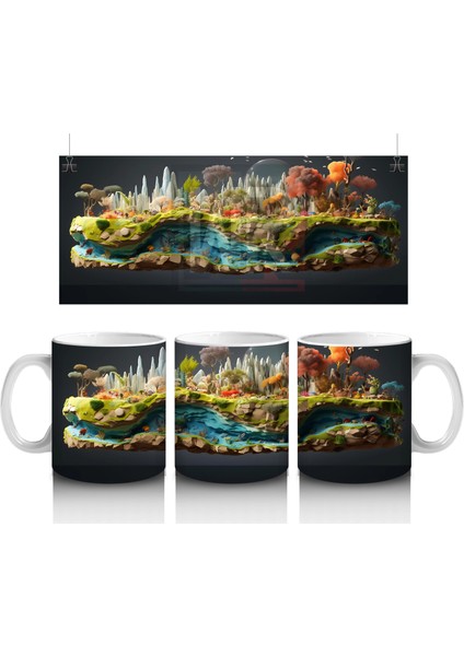 Masalsı Deniz Manzarası ve Mercan Resifi – Baskılı Kahve Kupası